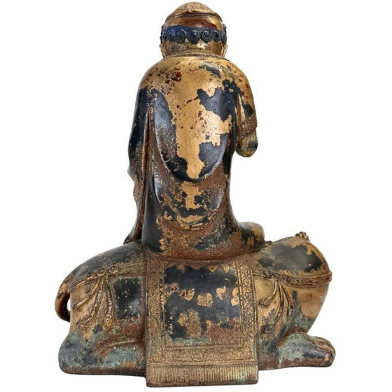Arhat Statue, Gilded Dano Bronze, Himalayan – Buddhist Figure – Beeldhouwkunst (photo 7 of 16)