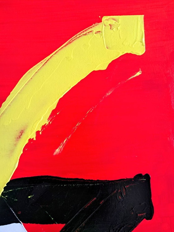 Image 1 of Enzo SAN MARCO - Essential Colors on a Red Background - Artist's Painting
