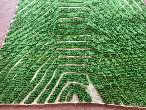 Handgeweven tapijt van puur wol, groen Marokkaans Atlas tapijt, afmeting 200x300 cm