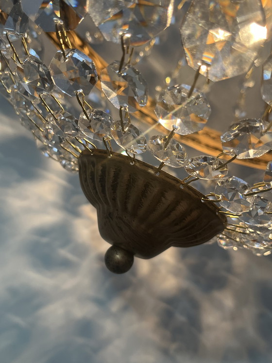 Image 1 of 3 pieces crystal bag chandeliers bronze frame chandeliers