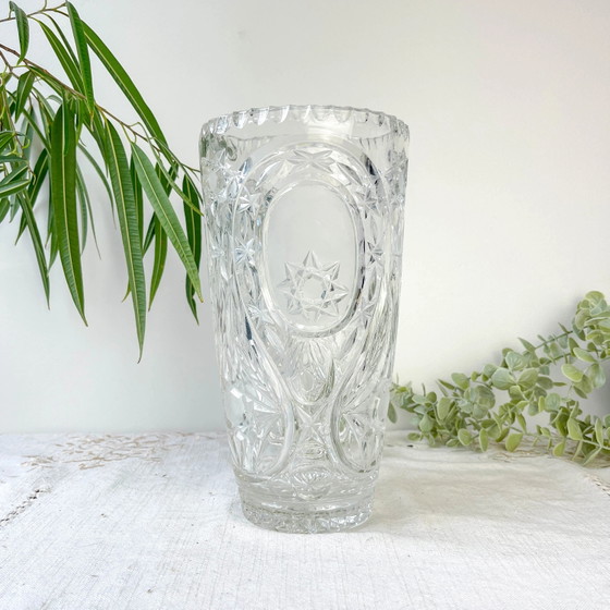 Vintage Chiseled Crystal Vase (photo 2 of 12)