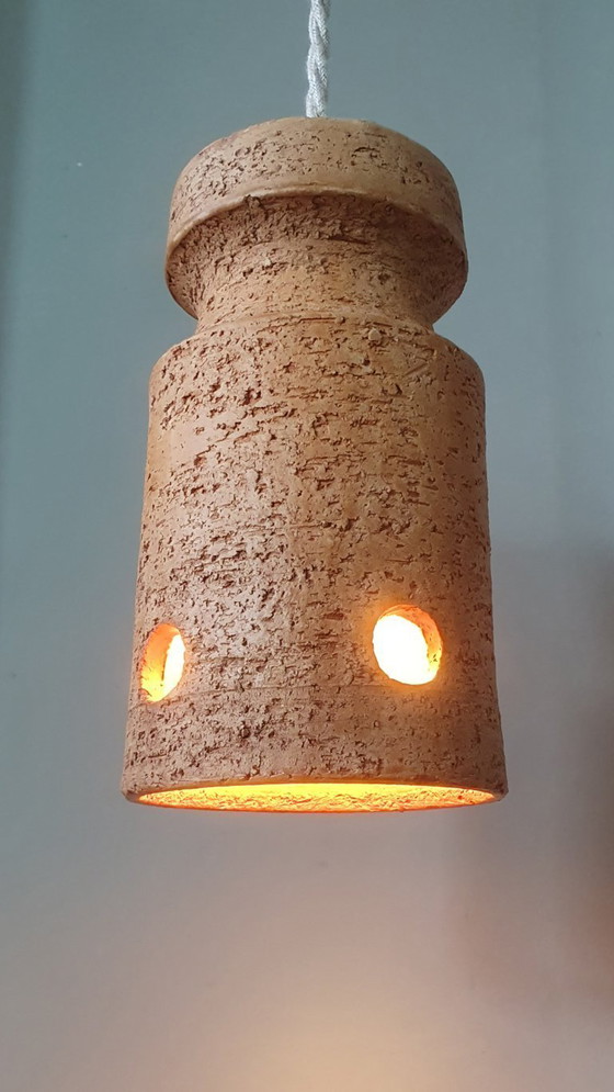 Image 1 of Set di 2 lampade a sospensione vintage in ceramica, Germania Ovest, vetro lava