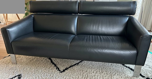 2 Leolux Patachou-Sofas - schwarzes Leder