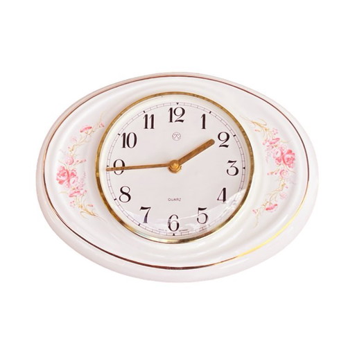 Wallendorfer Porzellan porcelain wall clock, Germany 1980s quartz