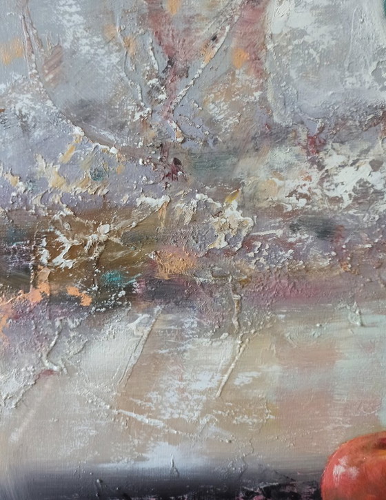 Originales Ölgemälde, abstraktes Fruchtstillleben, Äpfel – Gemälde & Zeichnungen, Canvas (photo 4 of 11)