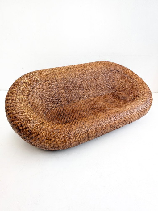 Geflochtenes Rattan-Eiersofa von Habitat 1970er Jahre