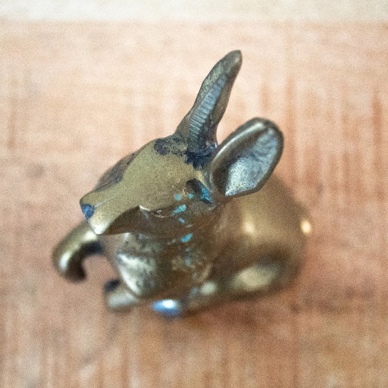 Image 1 of Vintage, massieve messingkleurig metalen haasfiguur: Mid century 1960s stijl