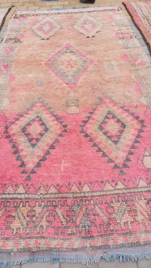 Vintage Marokkanischer Teppich Rosa 362X175 Cm