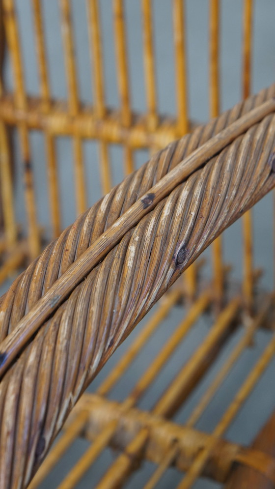 Image 1 of French rattan vintage design armchair from the 1950s