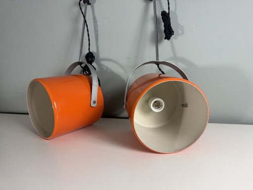 Lot de 2 lampes orange de l'ère spatiale