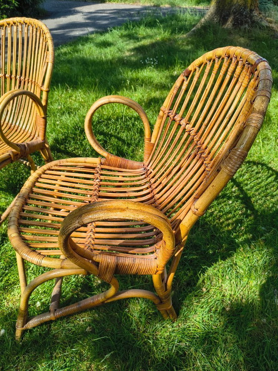 Image 1 of Vintage Rattan Armchairs Rohé Noordwolde – Set of 2