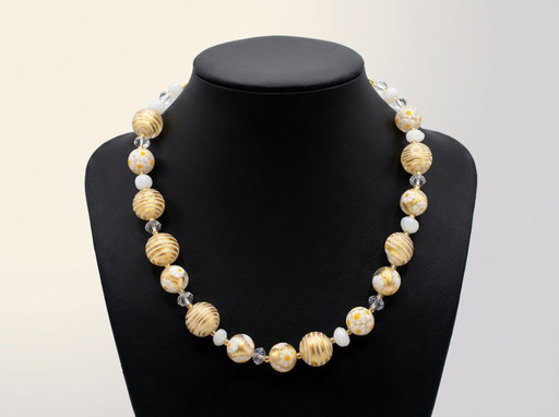 Halsketting "Bloem van Venetië" - Muranoglas met goud