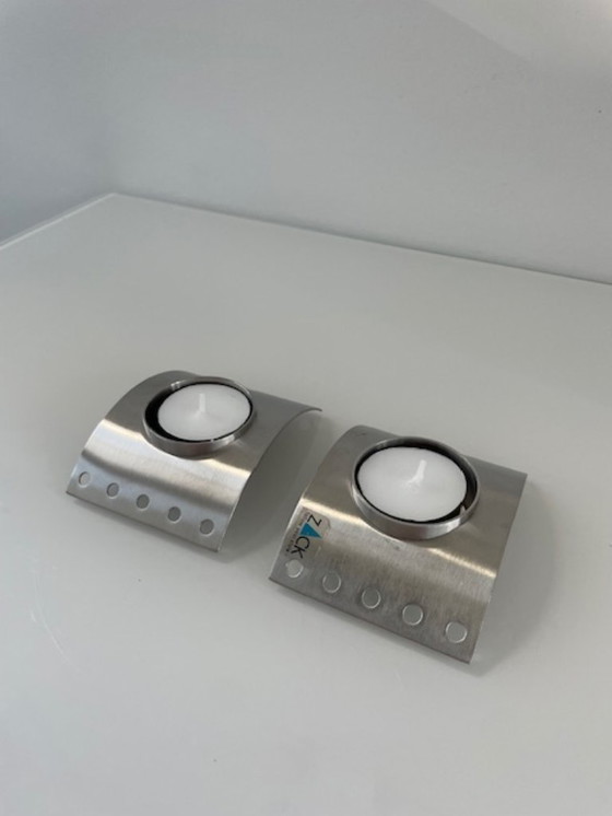 Image 1 of 2x Portacandele ZACK in acciaio inox