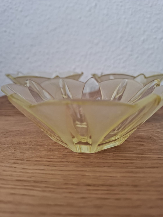 Image 1 of Rudolf Hlouek, Art Deco, Verre taillé,Bols, Citrine, Verre uranium,Lumineux