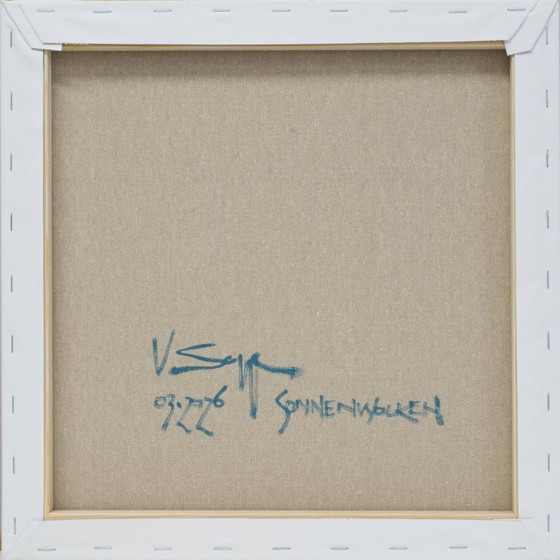 Image 1 of Painting of sun clouds, hand-painted unique piece, nature, landscape painting, sky, acrylic painting 40x40cm