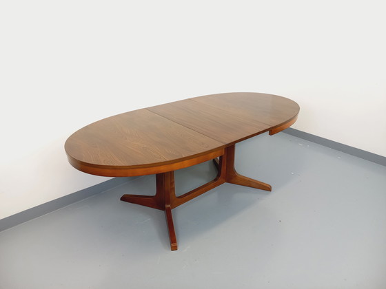 Image 1 of 60s-70s vintage Baumann elm wood oval dining table with extensions