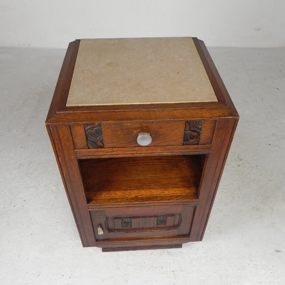 Art Deco nightstand with marble top, 1930s, Wood, Beige (photo 5 of 24)