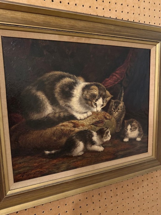 Image 1 of Mother Cat With Three Kittens/Cornelis Raaphorst