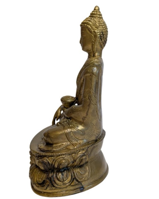 Tibetan Gilt-Bronze Buddha – 19th Century – Sculpture, Gold (photo 8 of 11)