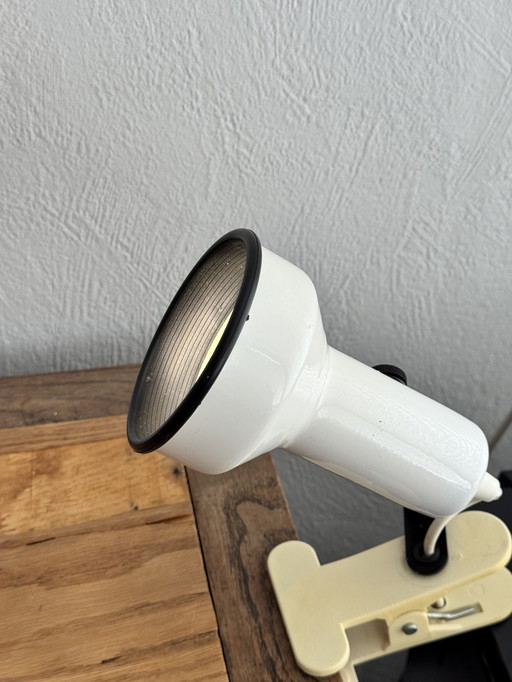 Vintage white clamp spotlight from the 1970s