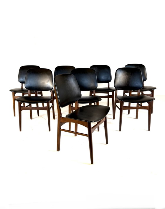 Image 1 of 8 sedie da pranzo vintage danesi, Arne Hovmand Olsen degli anni '60