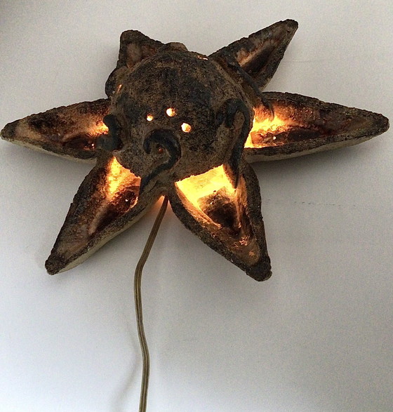 Image 1 of Vintage Brutalist Wandlamp, Zon, Bloem, Ster