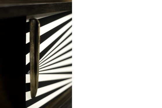 Image 1 of Scandinavian Sideboard in Birch with Hand-Painted Op-Art Pattern, 1960s