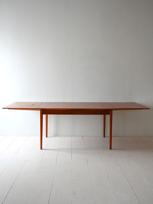 Vintage Scandinavische Teak Uitschuifbare Eettafel
