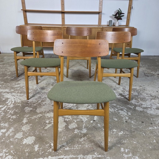 6x Vintage jaren 60 Deense eetkamerstoel Scandinavisch retro