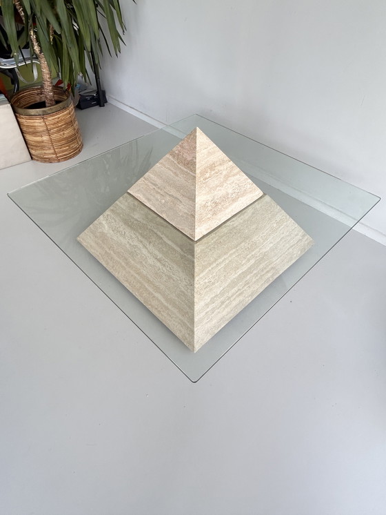 Image 1 of Vintage travertine pyramid coffee table