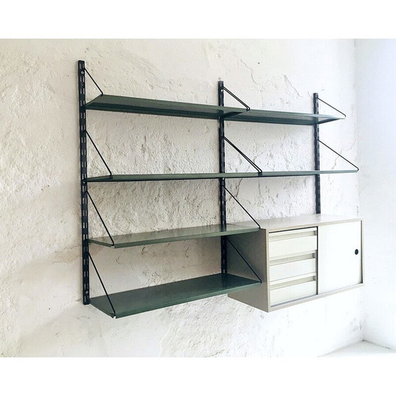 Image 1 of Vintage green and gray metal wall unit by Tjerk Reijenga for Pilastro, 1960