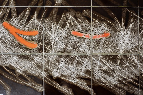 Image 1 of Table basse vintage moderne du milieu du siècle avec plateau en céramique carrelée, années 1970