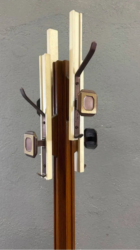 Image 1 of Kapstok in mid-century stijl, hout en roestvrij staal, van Carlo De Carli voor FIARM, jaren 60, Italië
