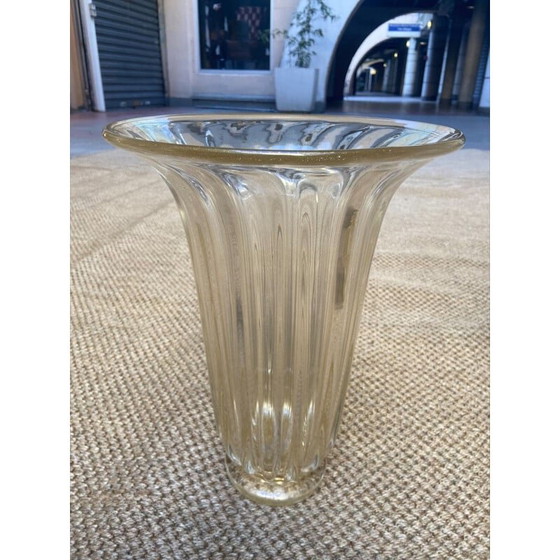 Image 1 of Vintage Murano glass vase by Toso, 1980
