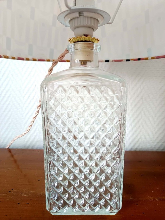 Image 1 of Whiskey carafe lamp and abstract lampshade