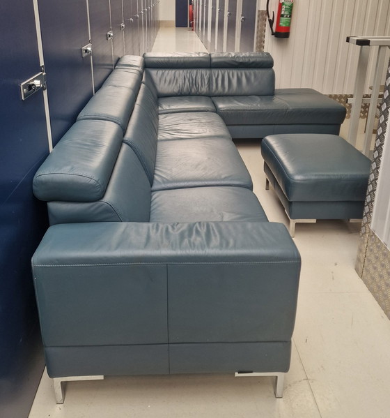 Image 1 of Divano Montel Lounge in pelle con sgabello