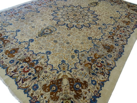Image 1 of Exklusiver, halb antiker XXL-Keshan-Teppich – 428 x 318 cm – handgeknüpfter Perserteppich