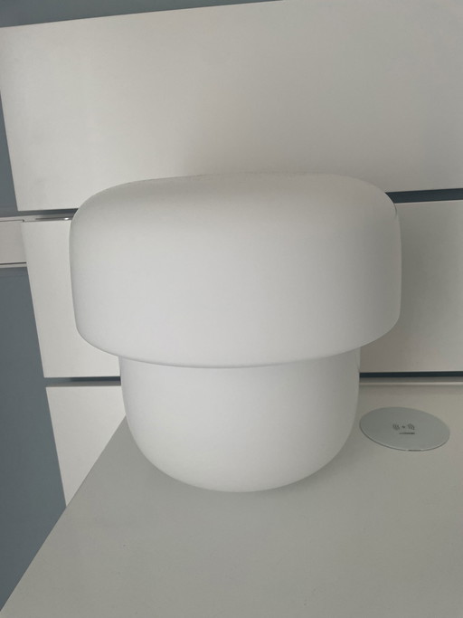 2x Prandina lampe de table verre laiteux