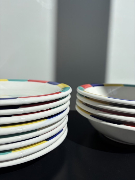Image 1 of Servizio da tavola vintage italiano da 12 pezzi con design Memphis (anni '80)