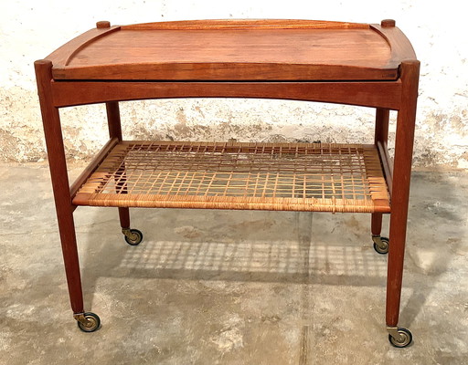 Carrello da tè Poul Hundevad, carrello bar con piano rimovibile