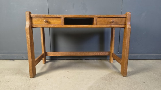 Image 1 of Vintage oak vanity table or desk by Depuydt Belgium, 1960s