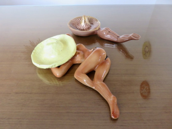 Image 1 of Rare cendier "PIN UP" en céramique du sud est de la France, vintage, 50's 60's