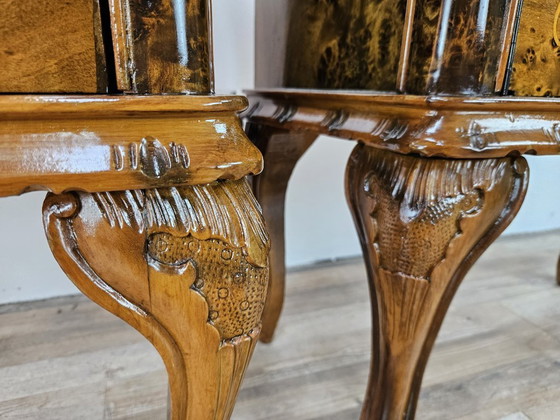 Image 1 of Comodini Chippendale anni '50 con vetro nero