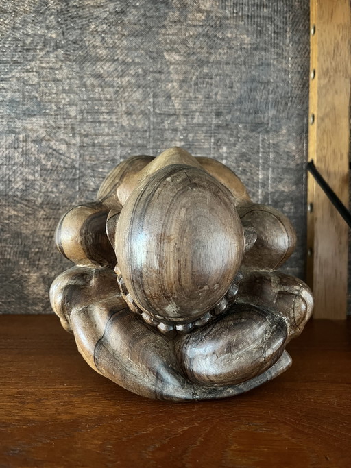 Grande statue vintage de yogiman Orang Malu, bois de suar