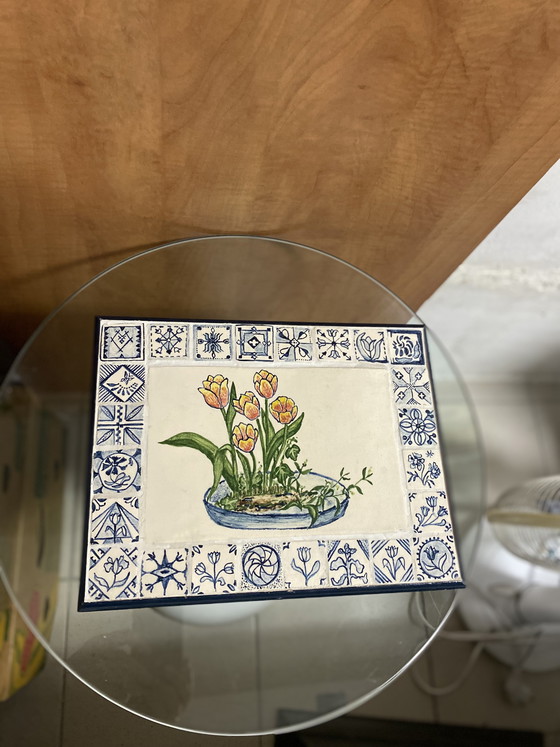 Image 1 of Panel de azulejos Delft azul tulipán