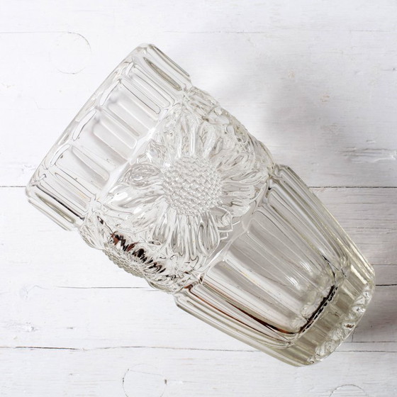 Image 1 of Large Vintage Sunflower Glass Vase: Bohemia Glass, Czech Republic, 1960s