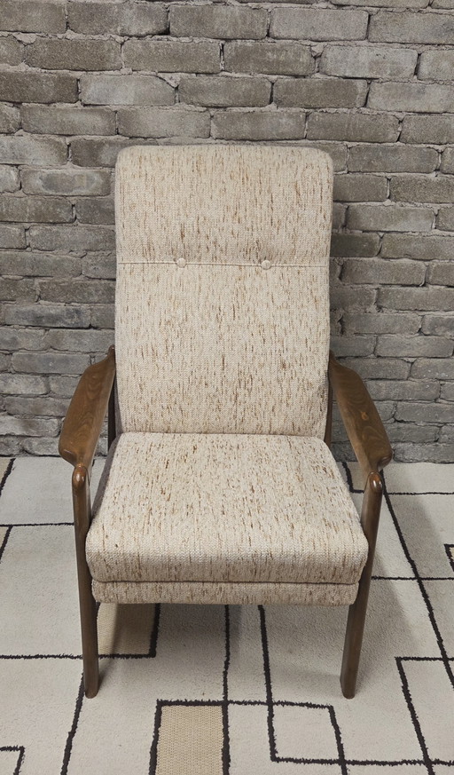 Vintage Scandinavische relaxfauteuil van gebogen hout – jaren 60/70