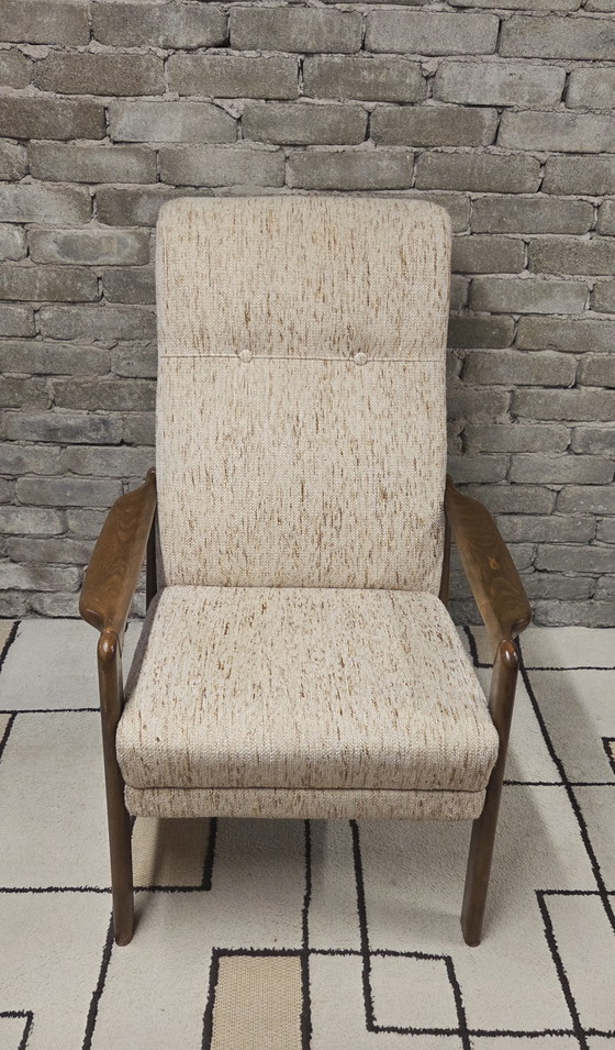 Image 1 of Vintage Scandinavische relaxfauteuil van gebogen hout – jaren 60/70