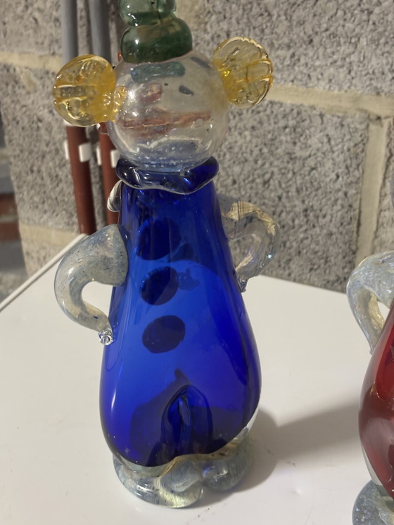 Image 1 of Zeldzaam paar vintage Murano glazen clowns uit de jaren 1950