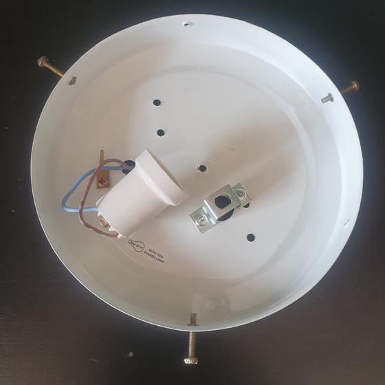 Image 1 of Grote (30 cm) Minimalistische midcentury glazen wand/plafondlamp. 
